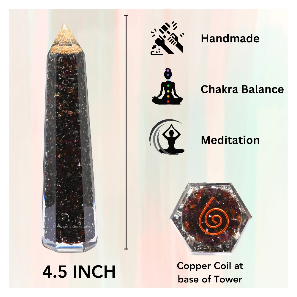Garnet Orgone Tower (4.5 Inch)