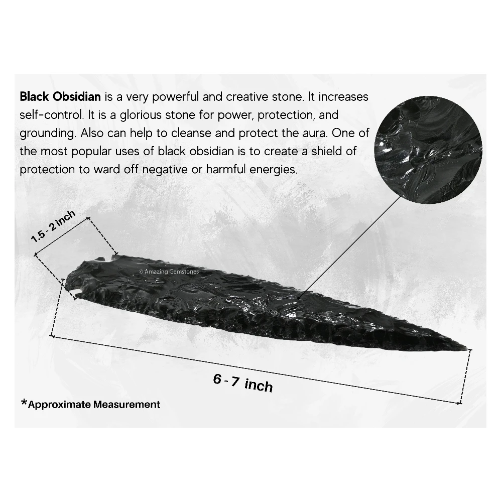Black Obsidian Crystal Arrowhead - 6" to 7"
