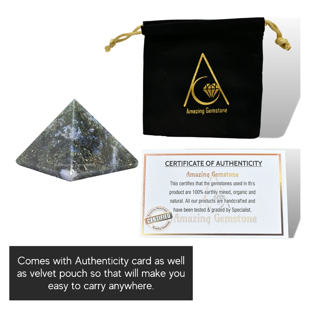 Moss Agate Pyramid (1 Inch)