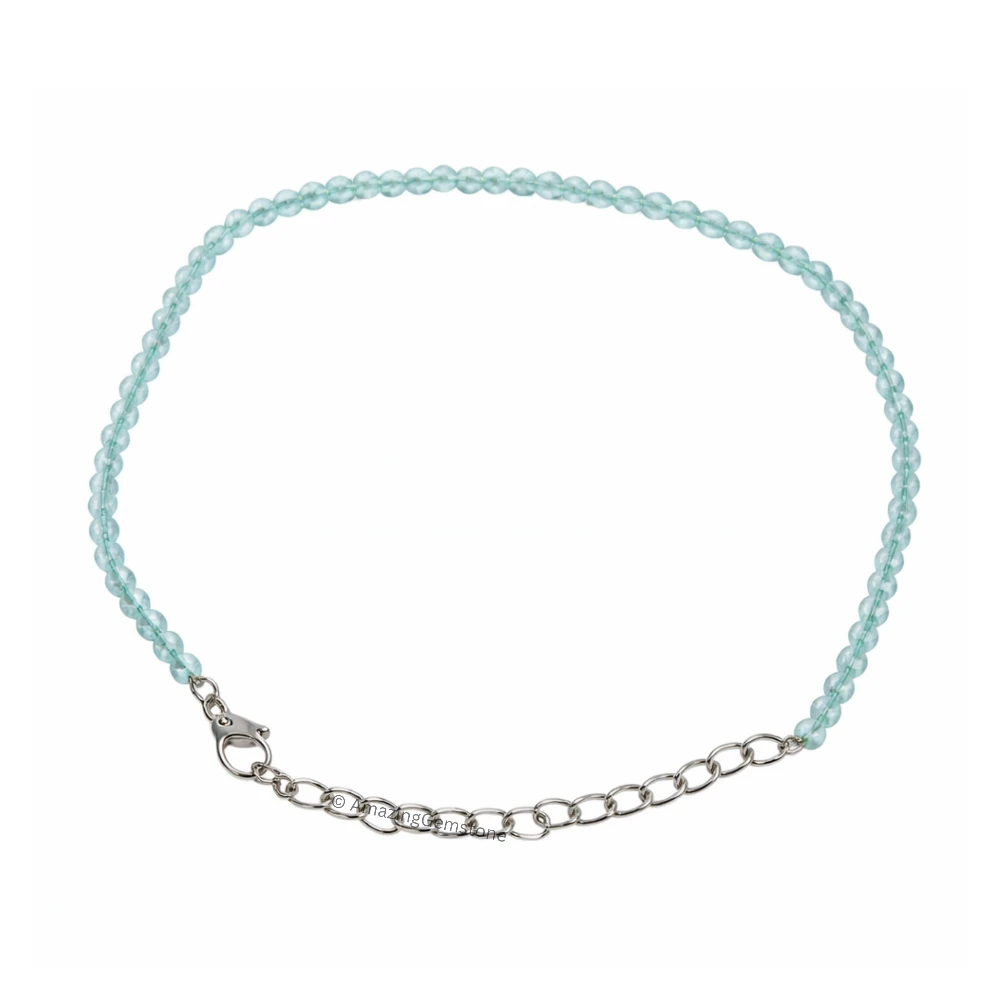 Green Chalcedony Crystal Bracelet - 2mm Faceted Bead (Silver)