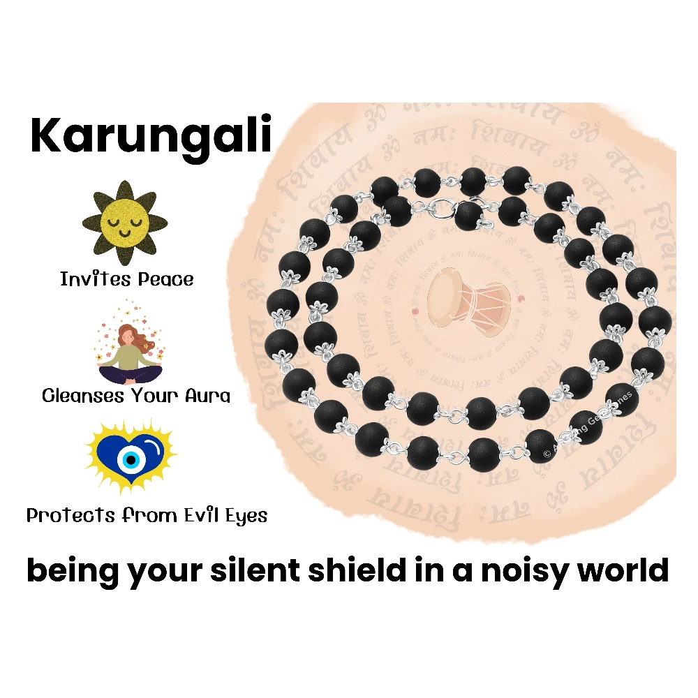 6mm Karungali Necklace - Classic Silver Chain