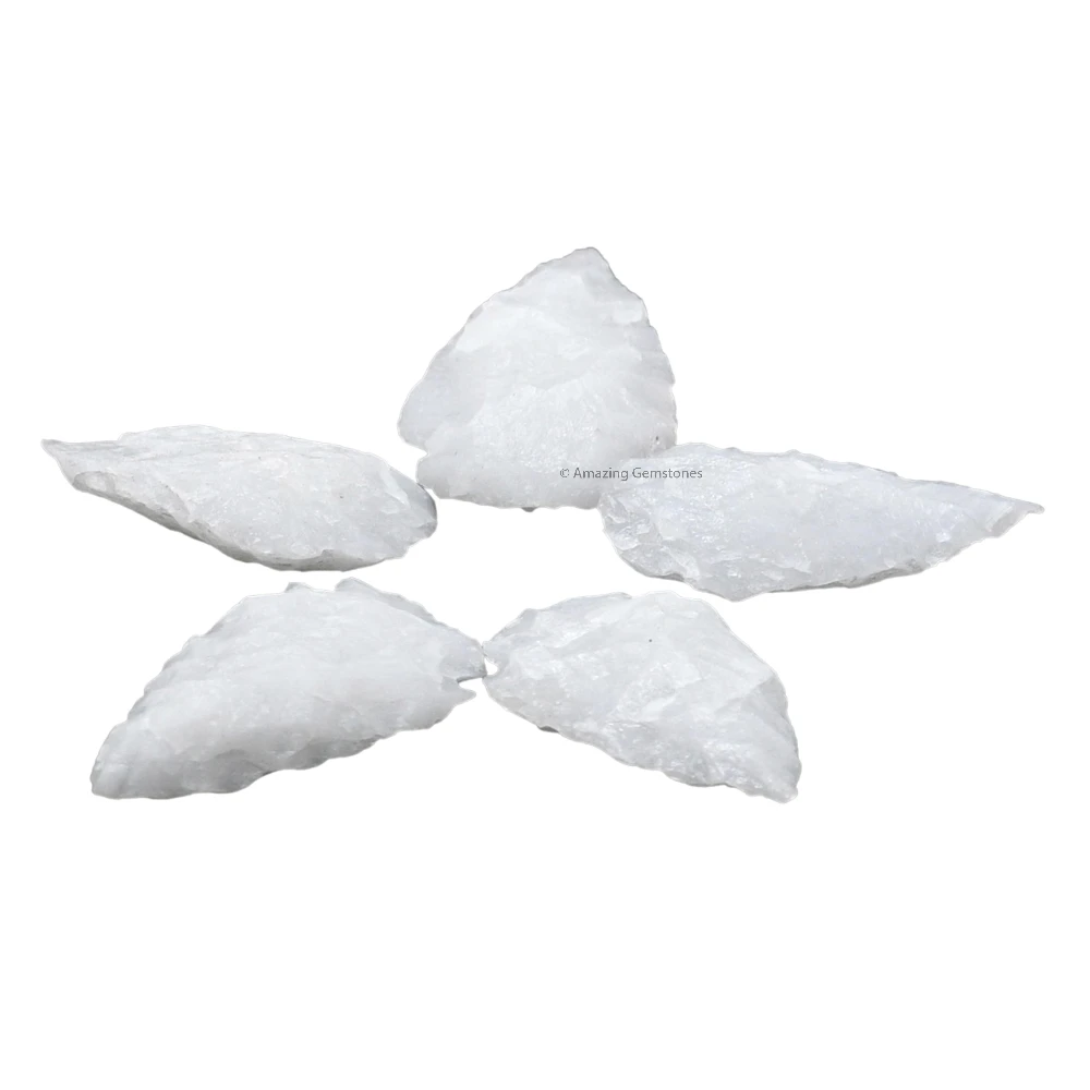Snow Quartz Crystal Arrowhead - 1" to 1.5" (5 Pieces)