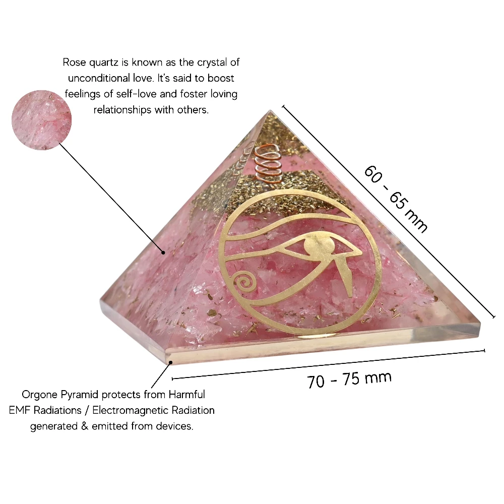 Rose Quartz Orgone Pyramid - Eye of Ra