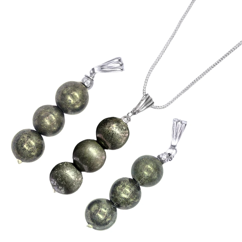 Pyrite Bead Pendant (Silver)