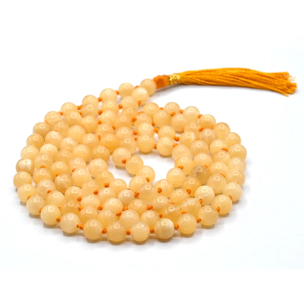 Yellow Calcite Mala (Hand Knotted)