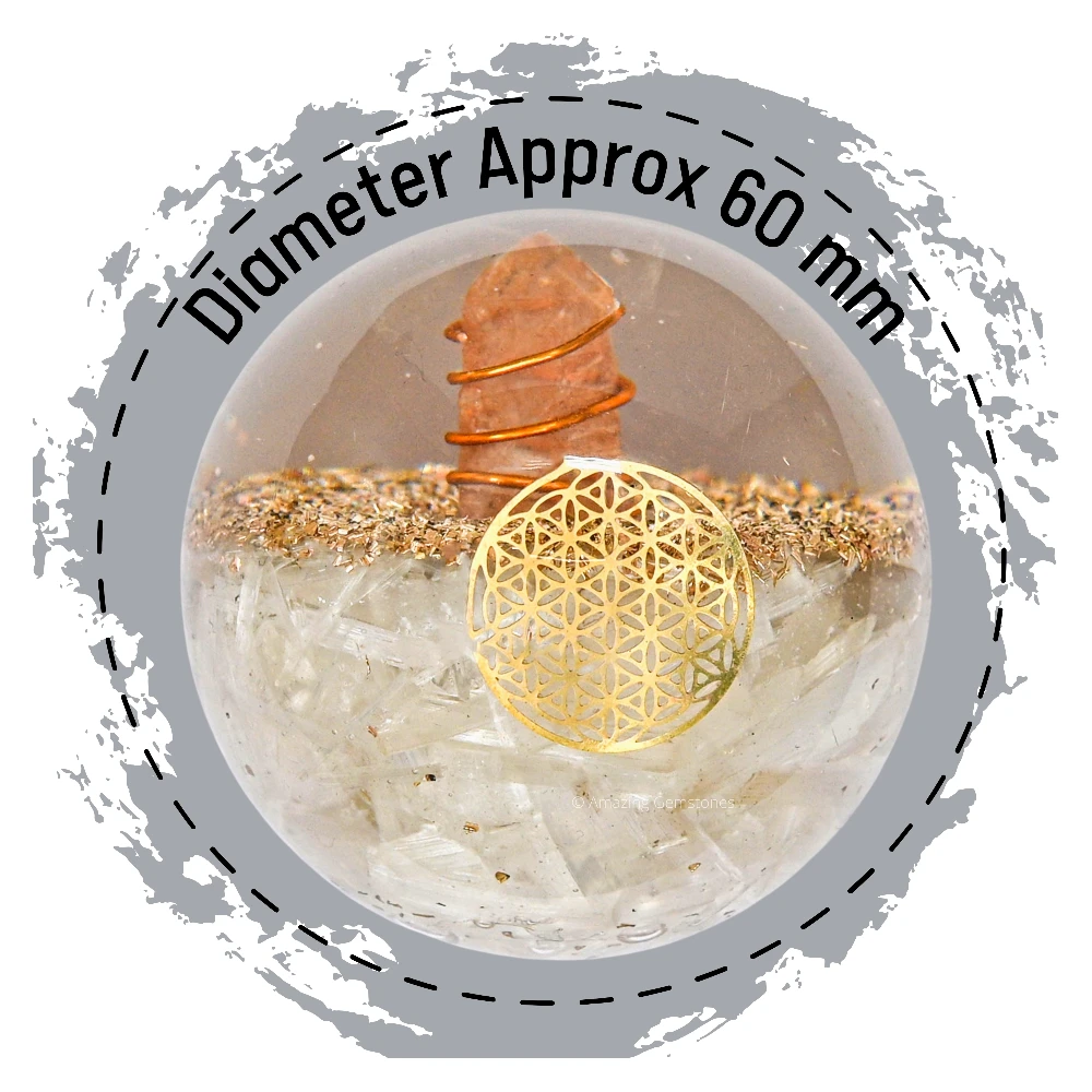 Selenite Orgone Sphere- Flower Of Life (2.5 Inch)
