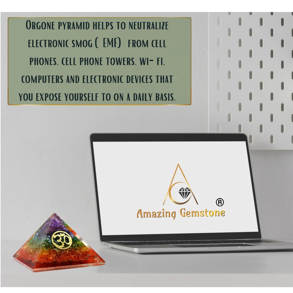 Chakra Onyx Orgone Pyramid - OM