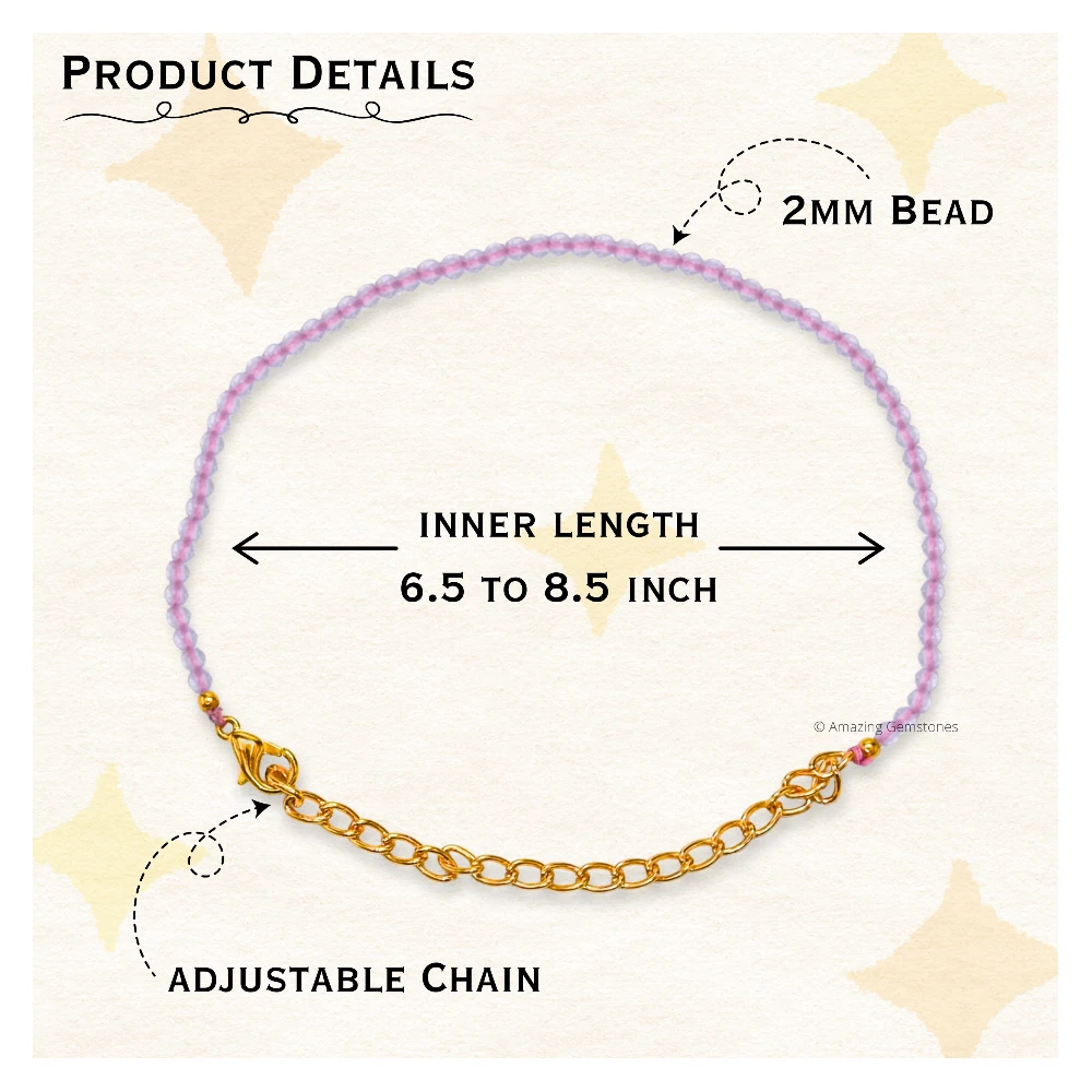 Rose Quartz Crystal Bracelet - 2mm Faceted Bead (Gold)