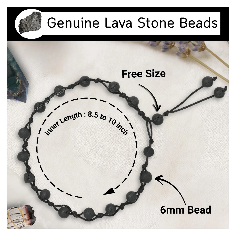 Lava Stone Anklet (Hand Knotted)