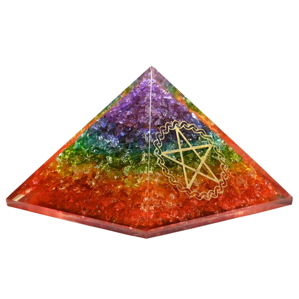 Chakra Onyx Orgone Pyramid - Pentacle