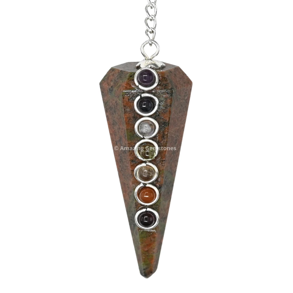 Unakite Chakra Crystal Pendulum