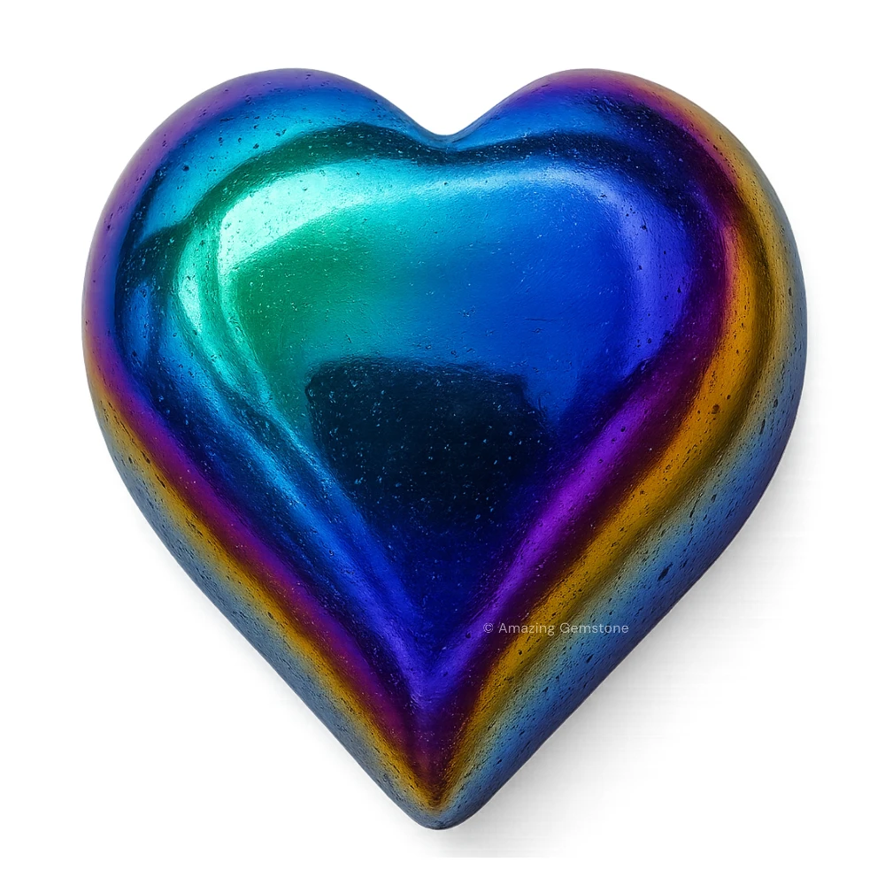 Titanium Aura Quartz Heart