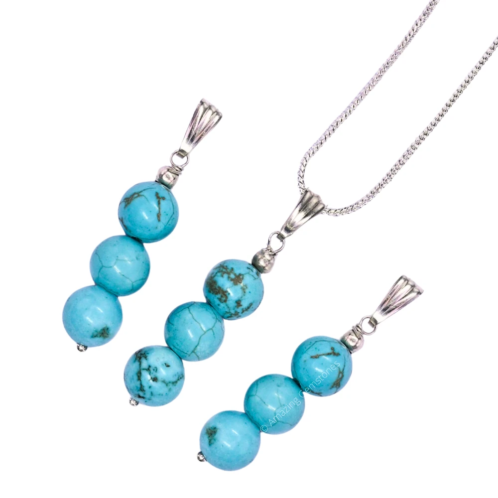 Magnesite Turquoise Bead Pendant (Silver)