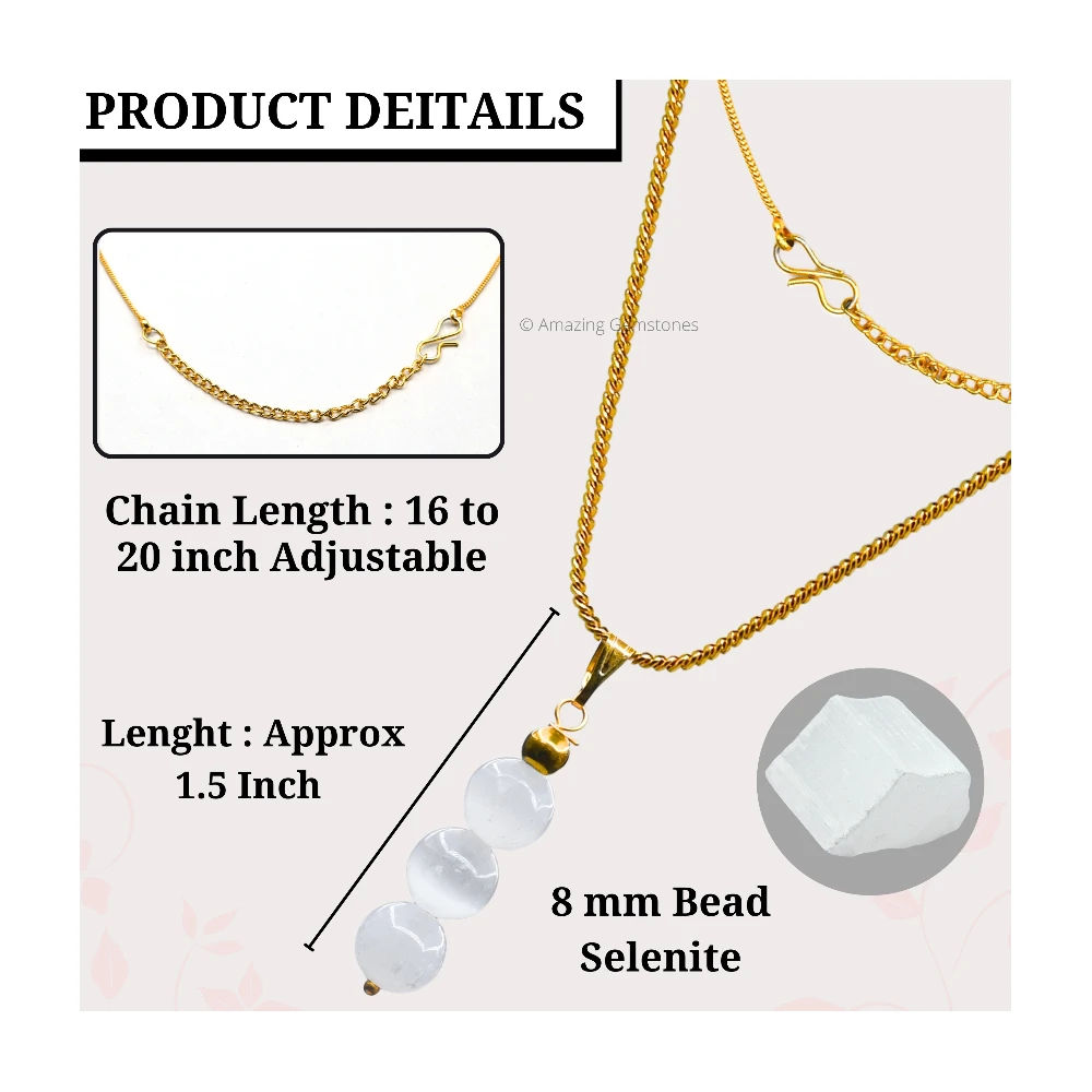 Selenite Bead Pendant (Gold)