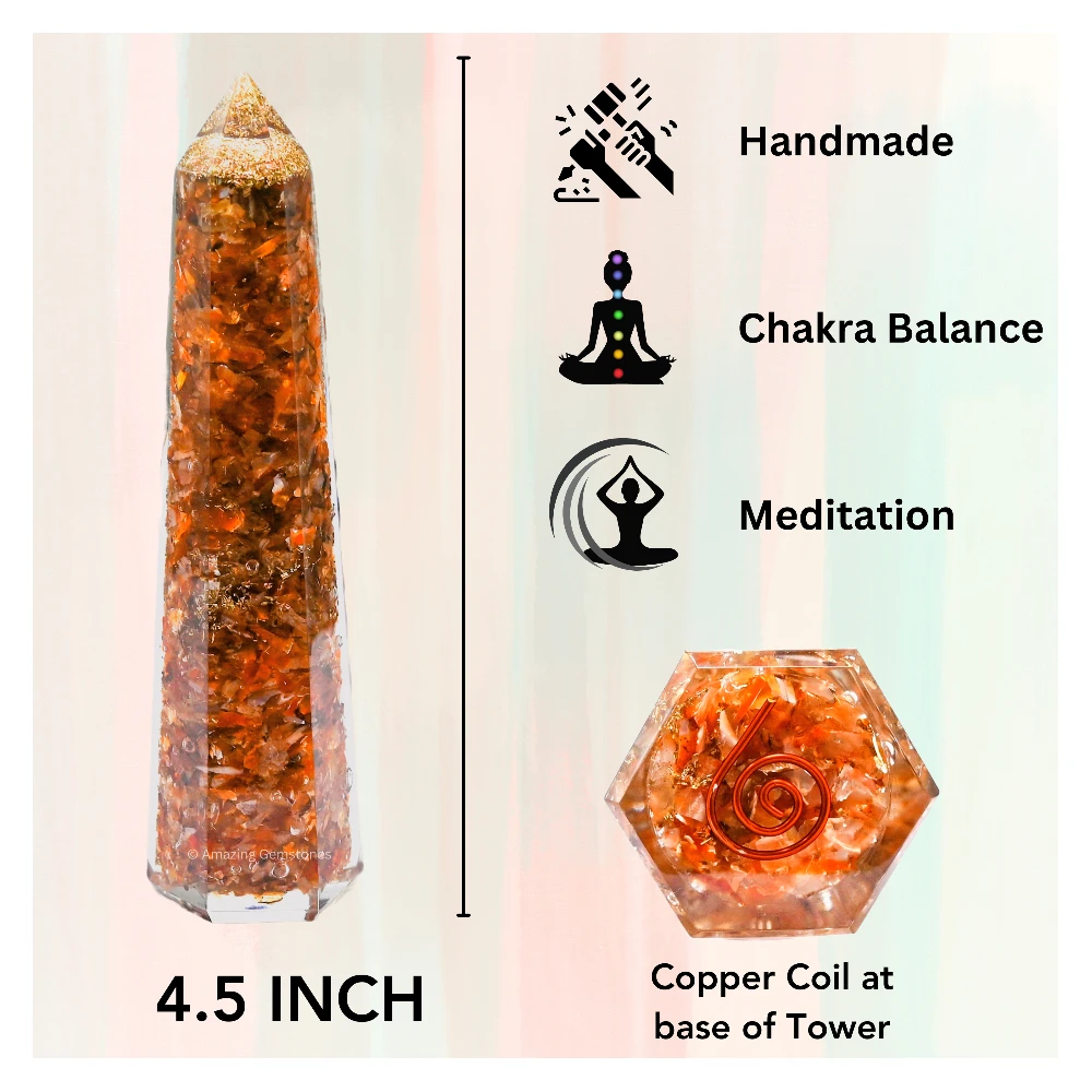 Carnelian Orgone Tower (4.5 Inch)