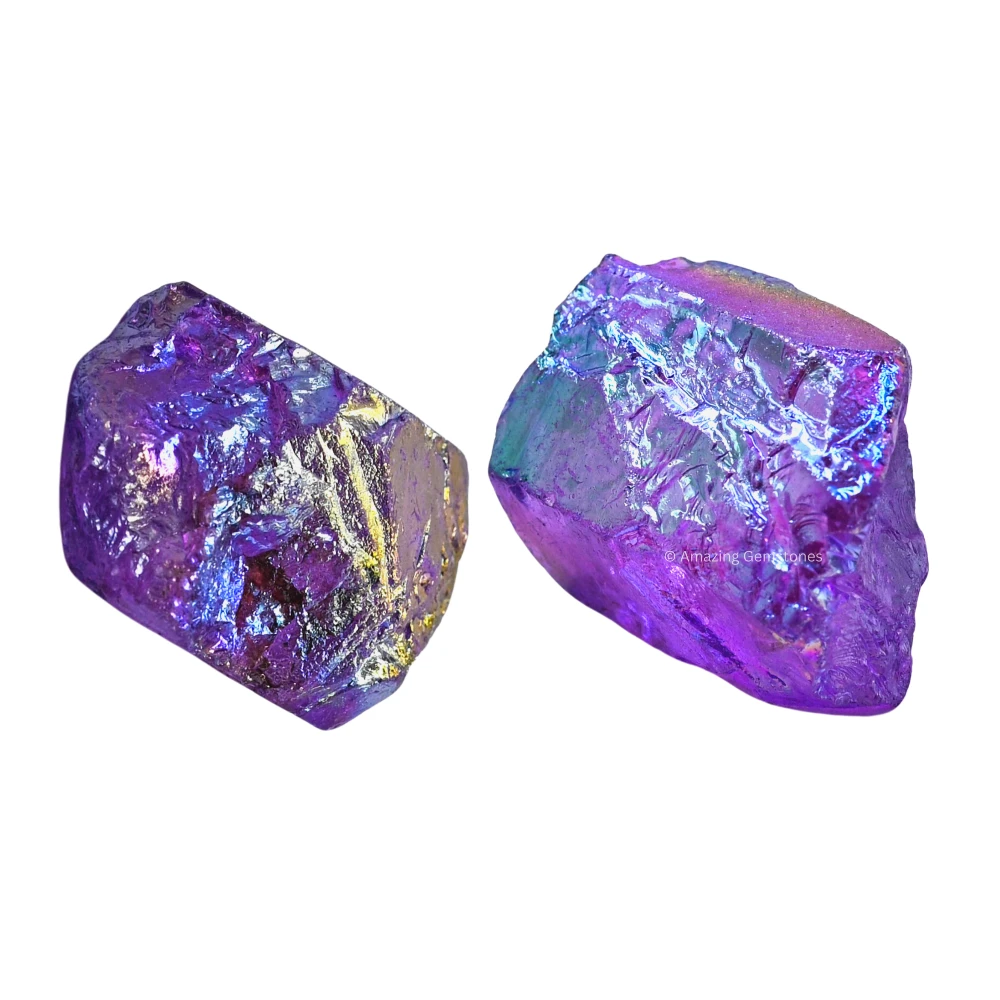 Amethyst Aura Quartz Raw Crystals (2 Pieces)