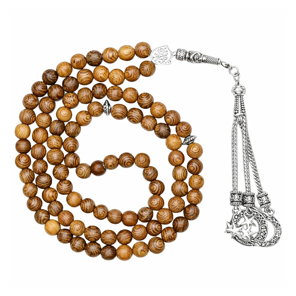 Agar Wood Tasbeeh Sibha Prayer Beads (Silver)