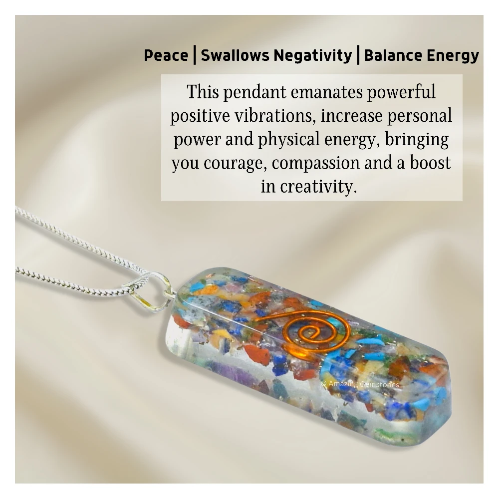 Mix Gemstone Crystal Orgone Pendant - Rectangle