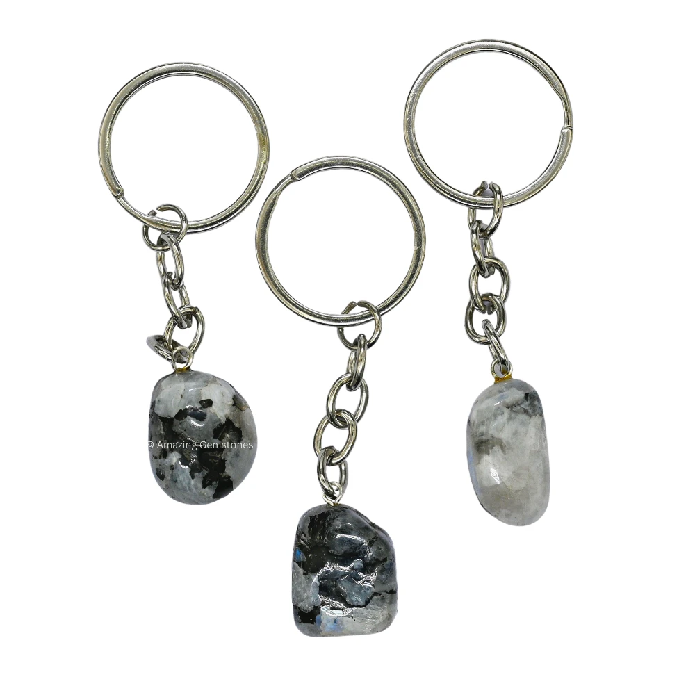 Rainbow Moonstone Keychain Keys Holder (Tumble)