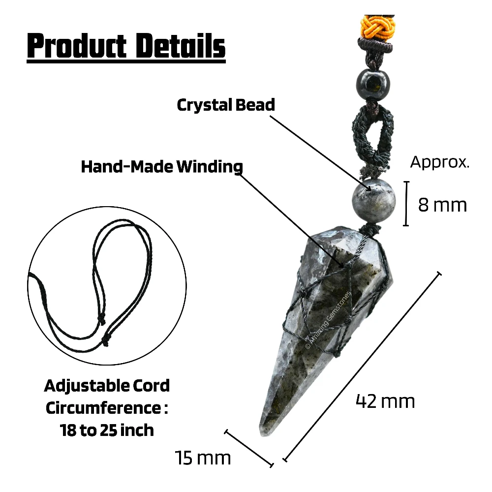Larvikite Pendulum Pendant Necklace (Macrame)