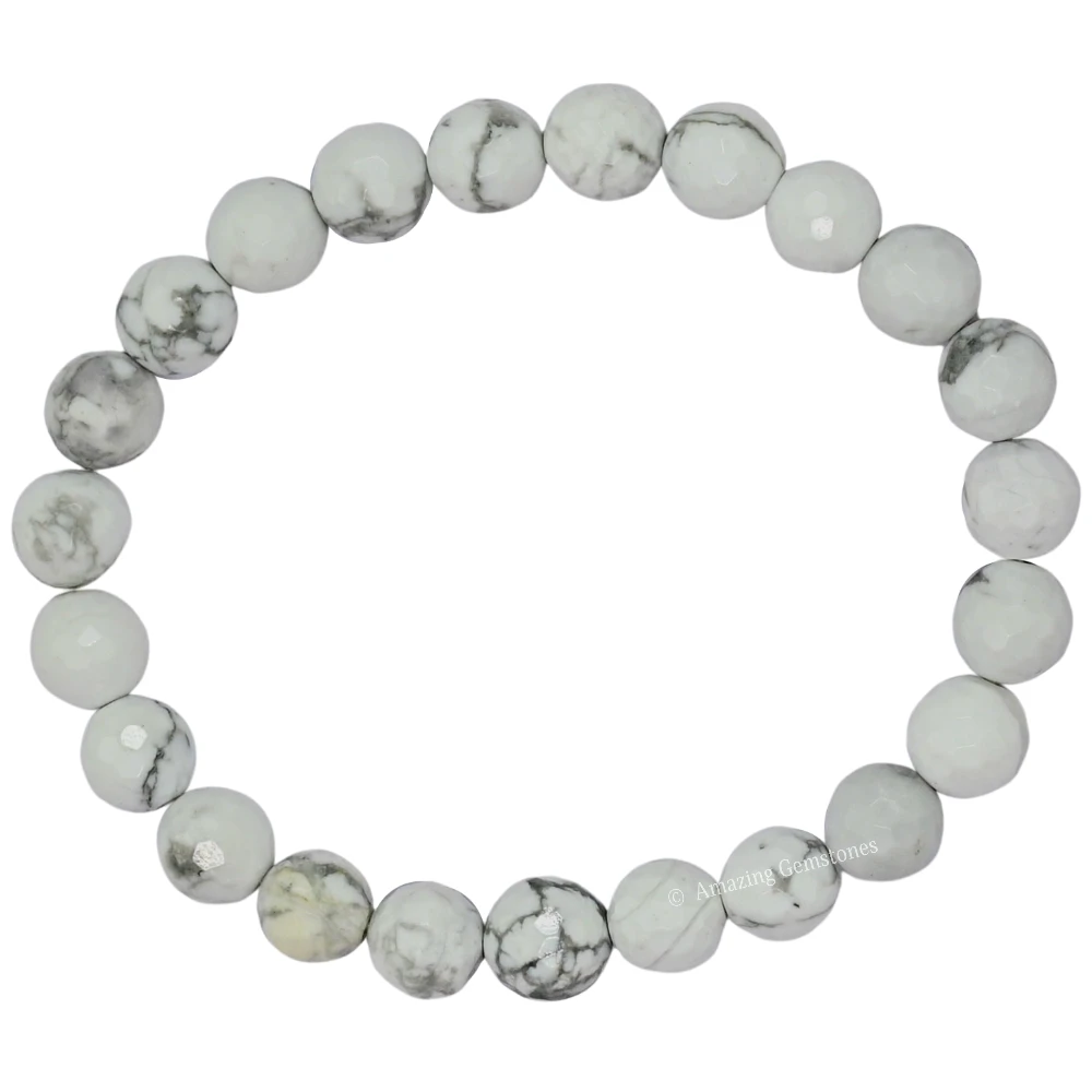 Howlite Bracelet (Faceted-Stretchable)