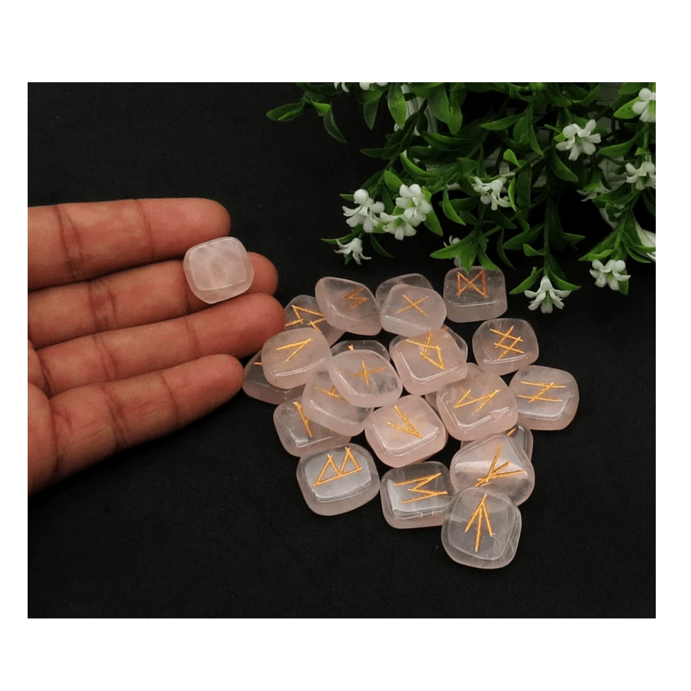 Rose Quartz Rune Stones Set (Premium)