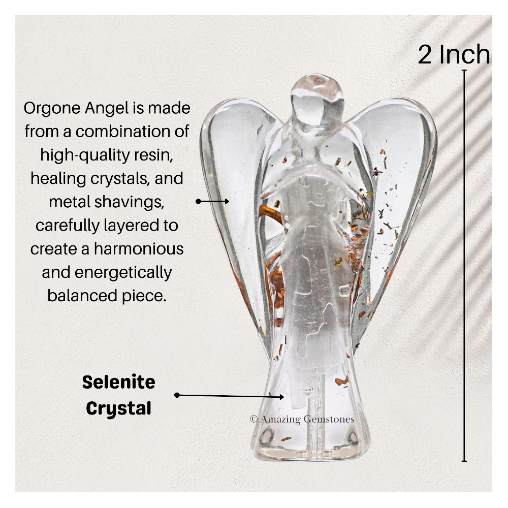 Selenite Orgone Angel Figurine (2 Inch)