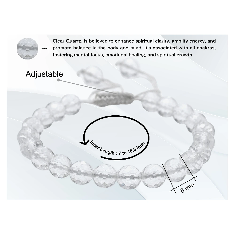 Clear Quartz Bracelet (Faceted) (Adjustable)