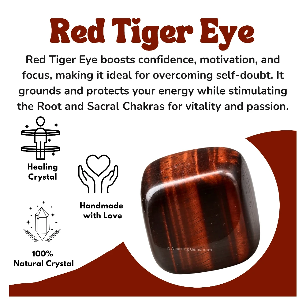 Tumbled Red Tiger Eye Stone Crystals (1 oz)