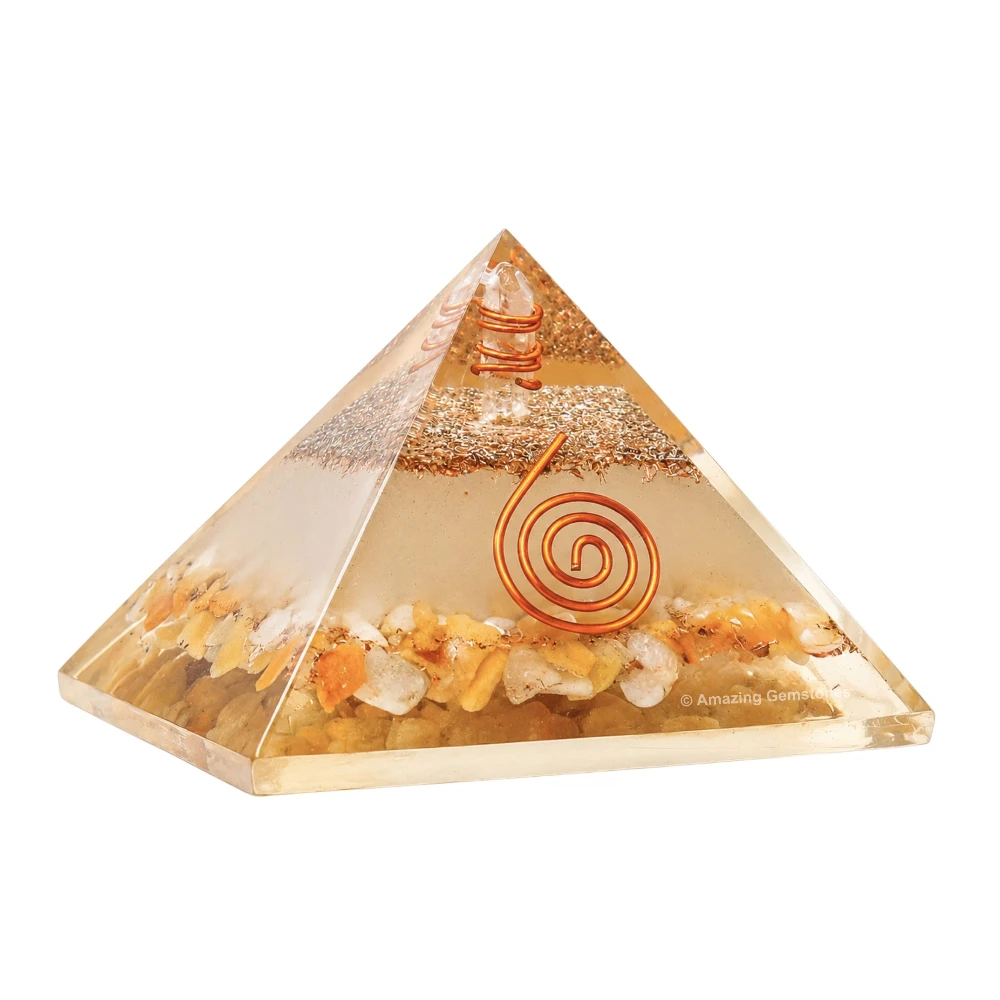 Yellow Jasper Orgone Pyramid - Glow in Dark