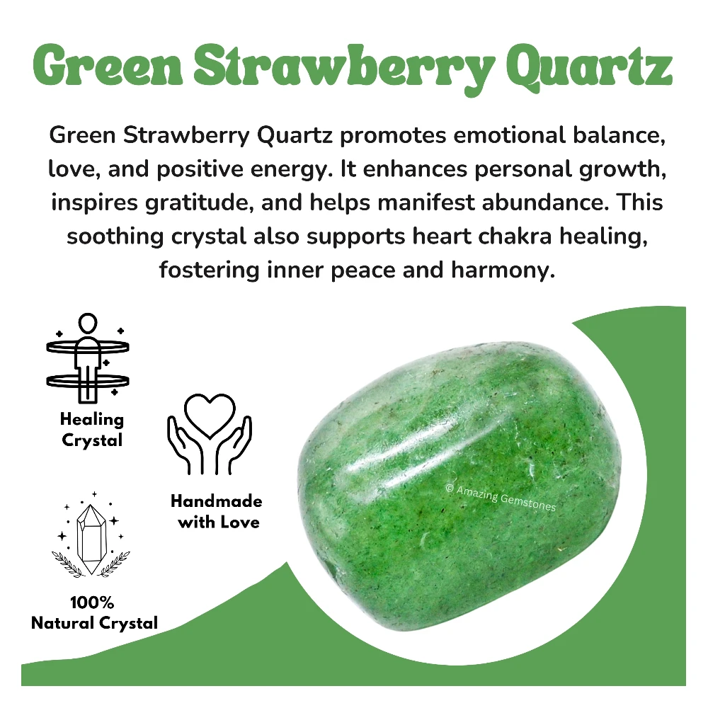 Tumbled Green Strawberry Quartz Stone Crystals (1 oz)