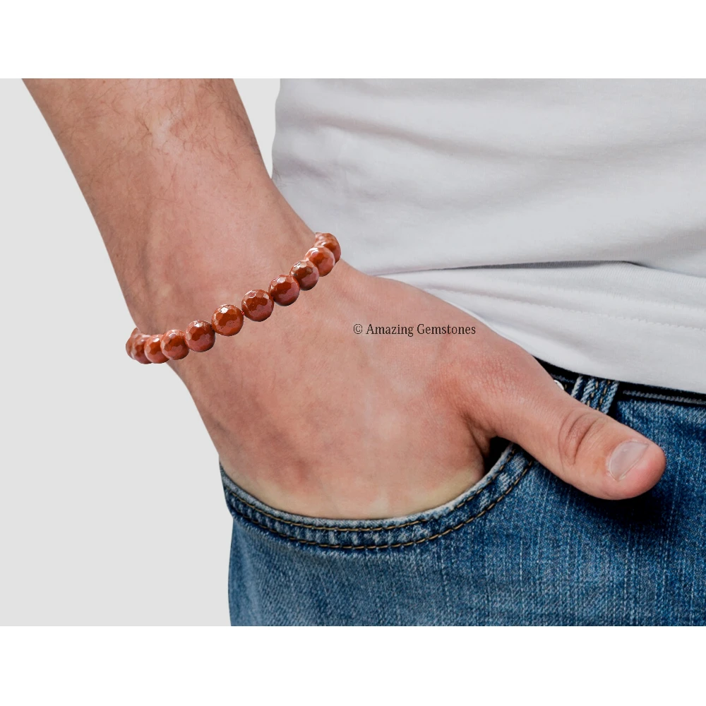 Red Jasper Bracelet (Faceted) (Adjustable)