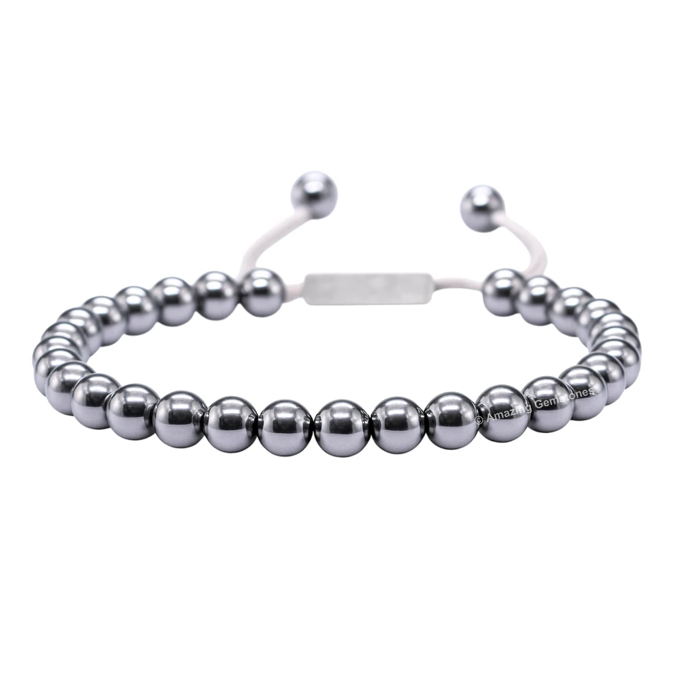 Silver Hematite Healing Crystal Bracelets - 6mm Beads (Adjustable)