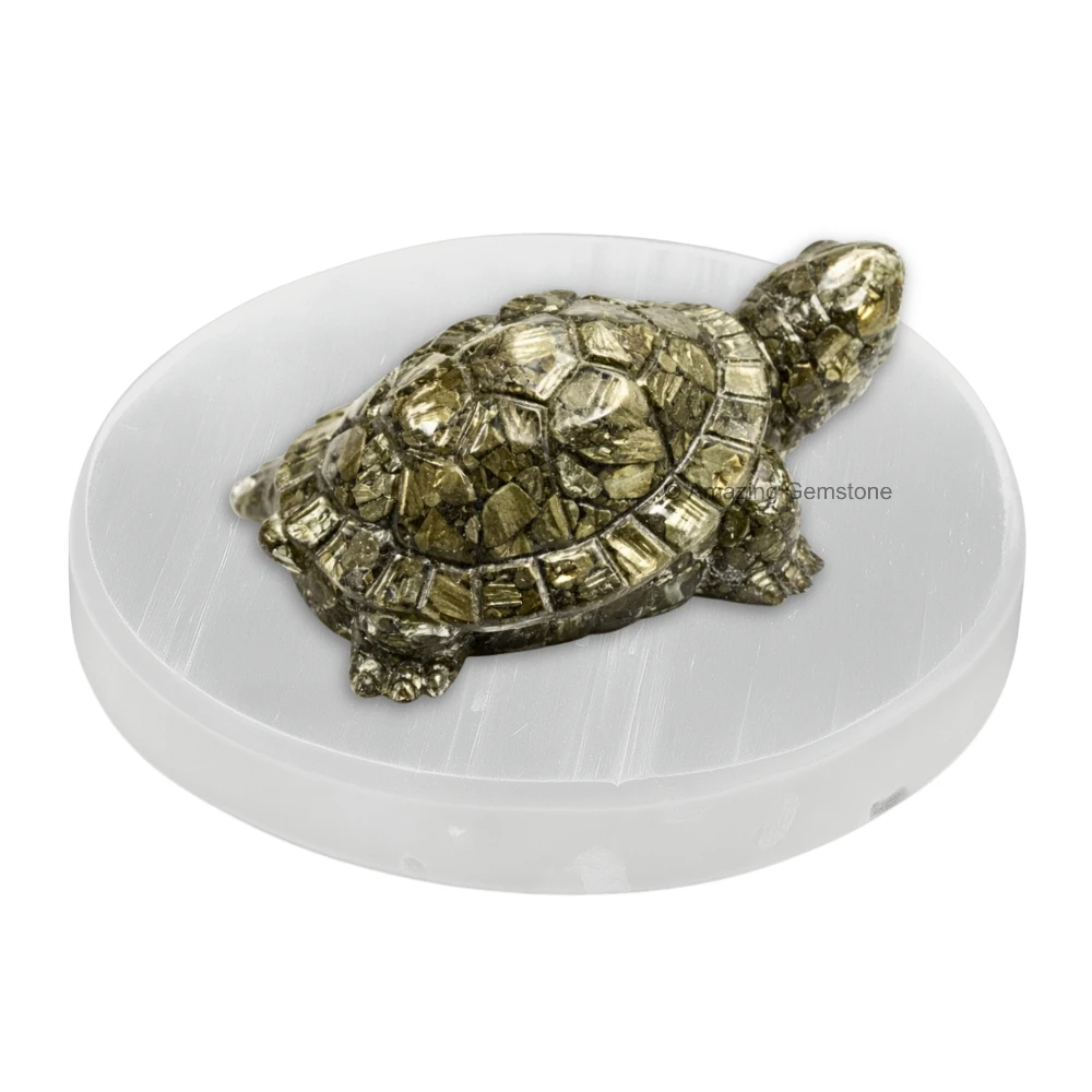 Pyrite Tortoise with Selenite Plate