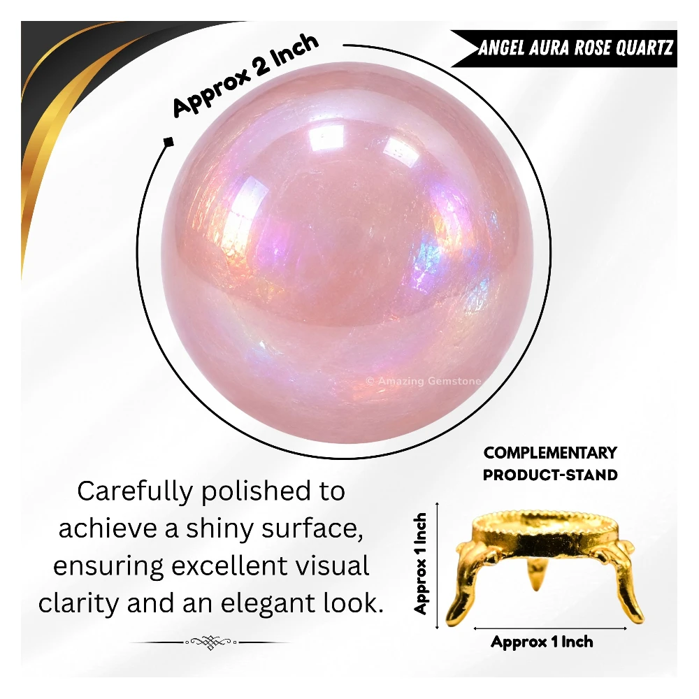 Angel Aura Rose Quartz Sphere (2 Inch)