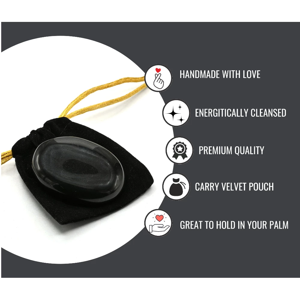Black Agate Palm Stone