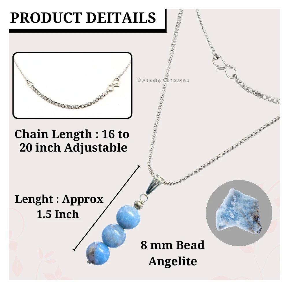 Angelite Bead Pendant (Silver)