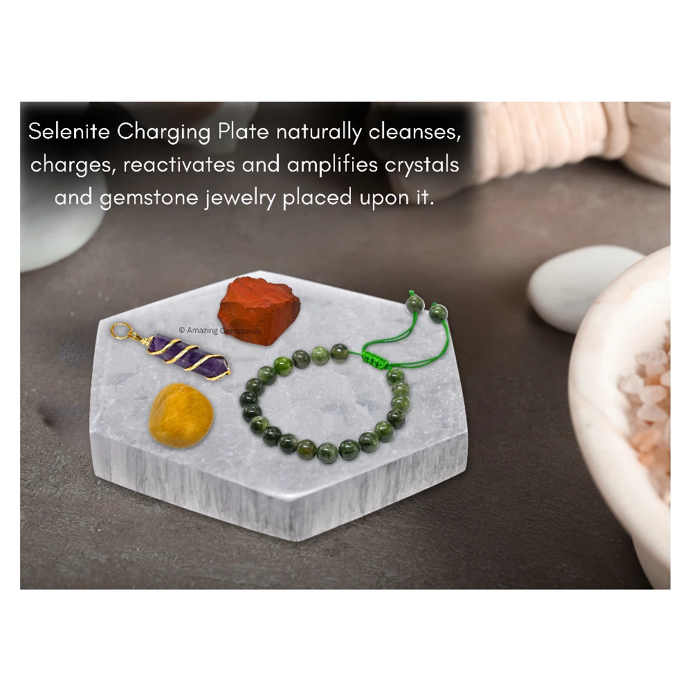 Selenite Charging Plate - Hexagon (4 Inch)