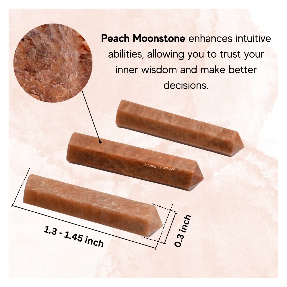 Peach Moonstone Pencil Points (Set of 3)