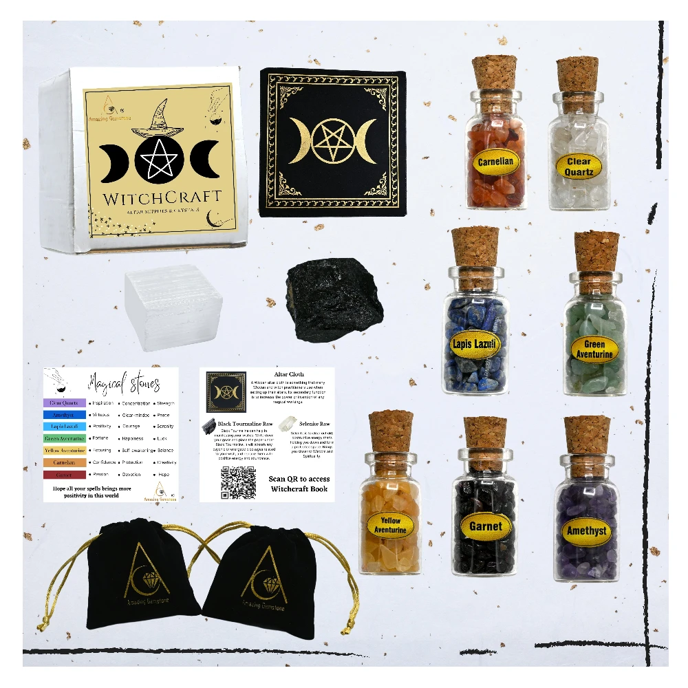 Spell Jars Kit for Witchcraft Supplies  - Premium Set of 11