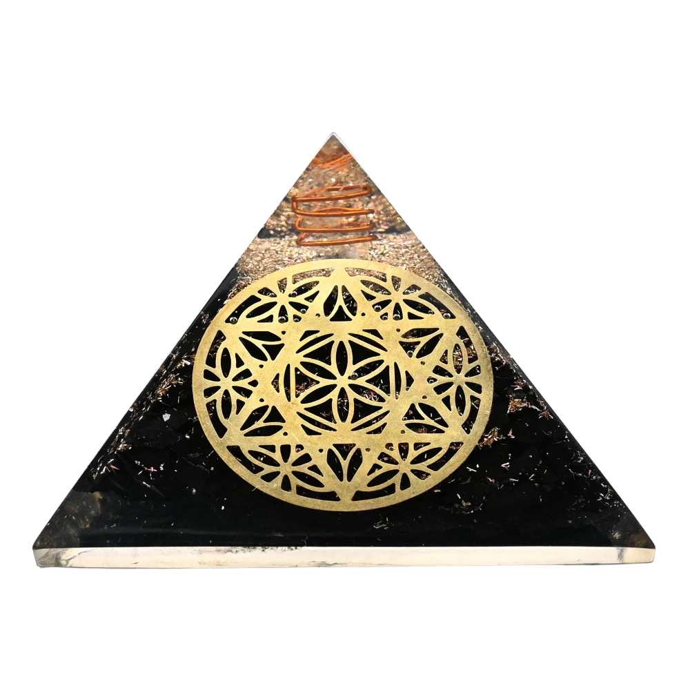 Black Tourmaline Orgone Pyramid - Star of David