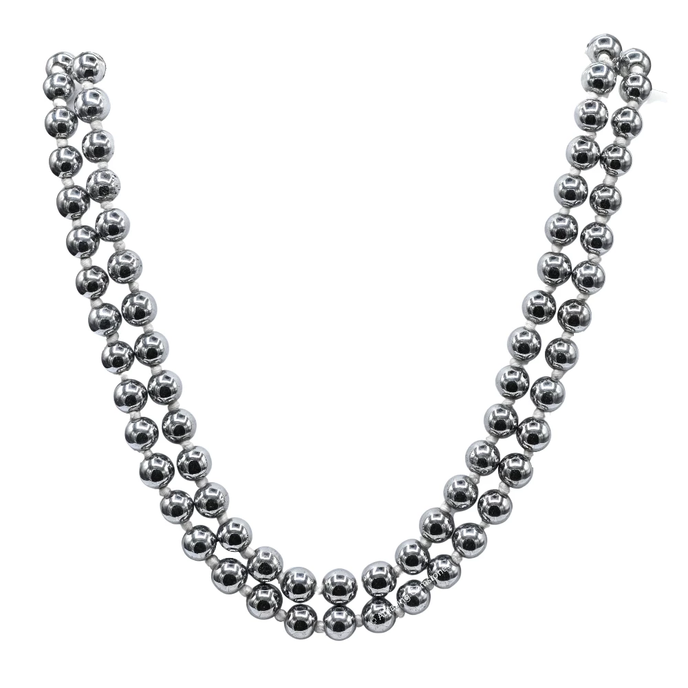 Silver Hematite Mala (Hand Knotted)