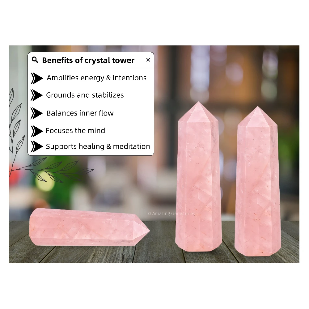 Star Rose Quartz Tower (2" to 3" INCH)