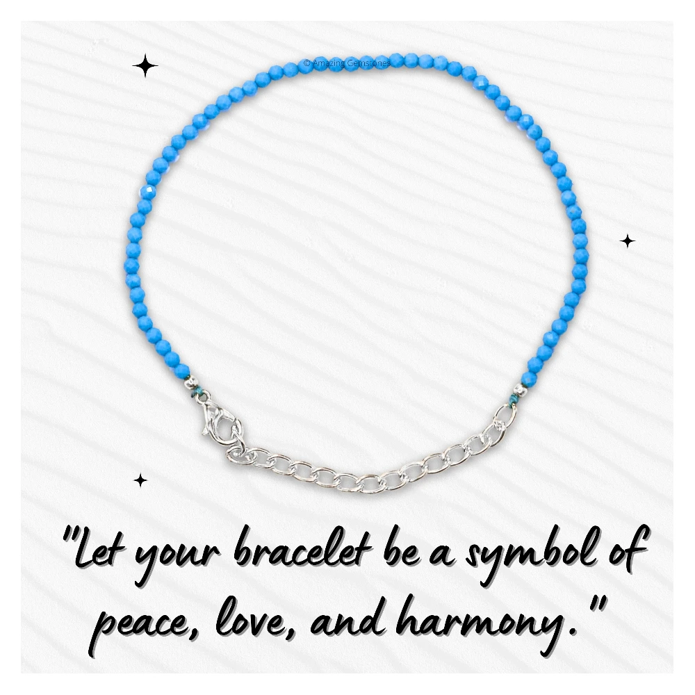 Turquoise (Howlite) Crystal Bracelet - 2mm Faceted Bead (Silver)