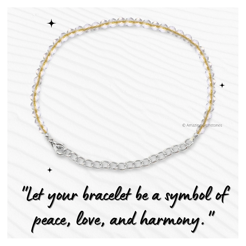 Lemon Quartz Crystal Bracelet - 2mm Faceted Bead (Silver)
