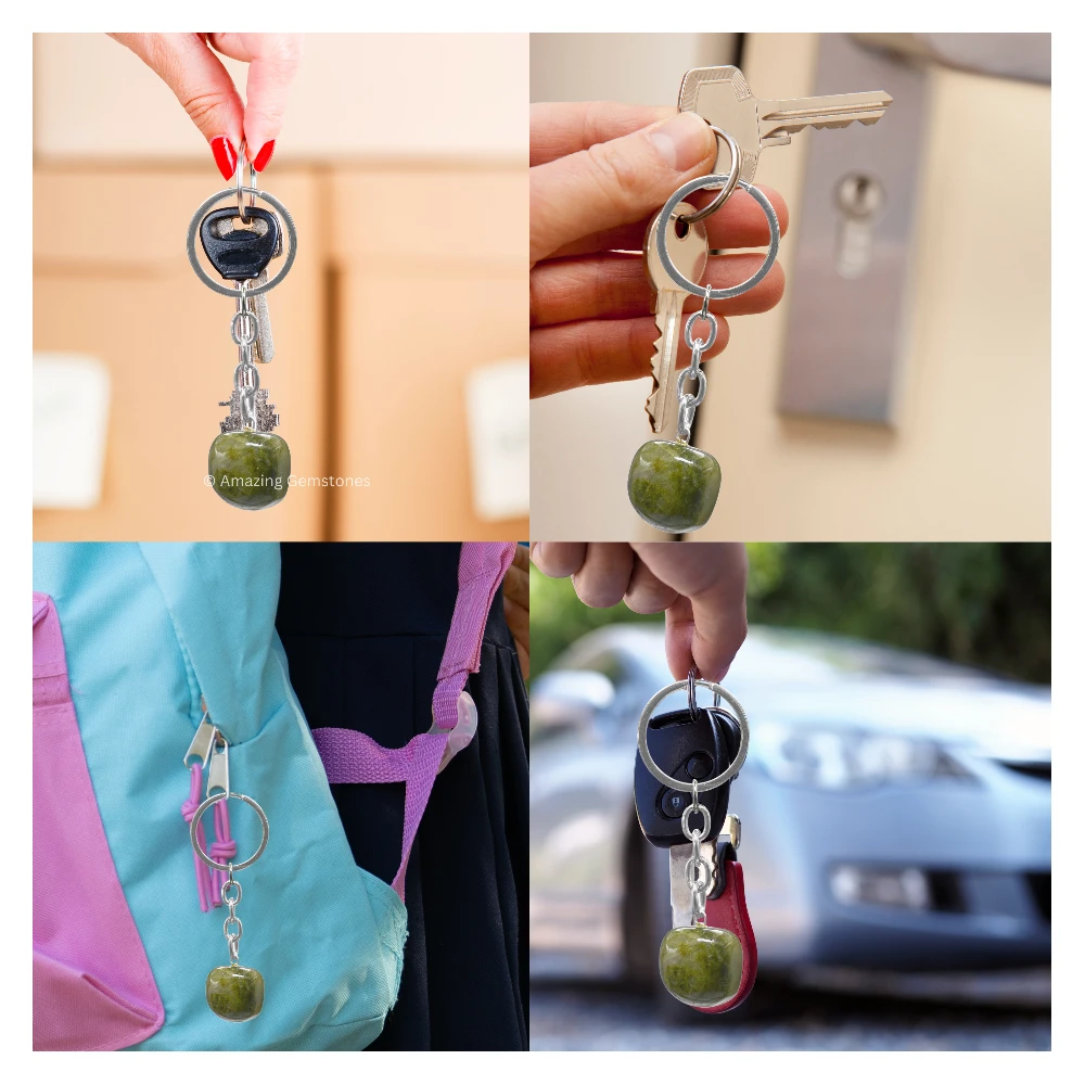 Vesuvianite Keychain Keys Holder (Tumble)