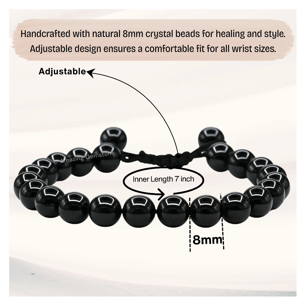 Black Tourmaline Bracelet (Adjustable)