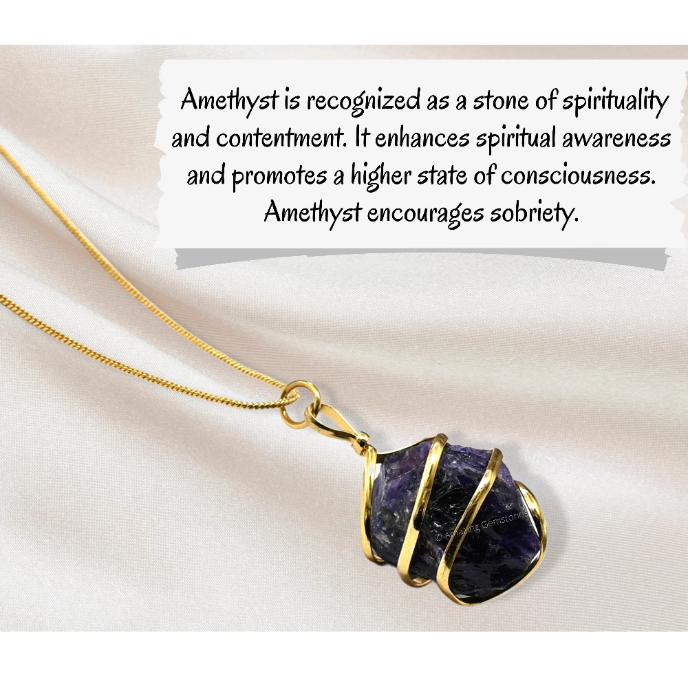 Amethyst Necklace - Raw Crystal (Gold)
