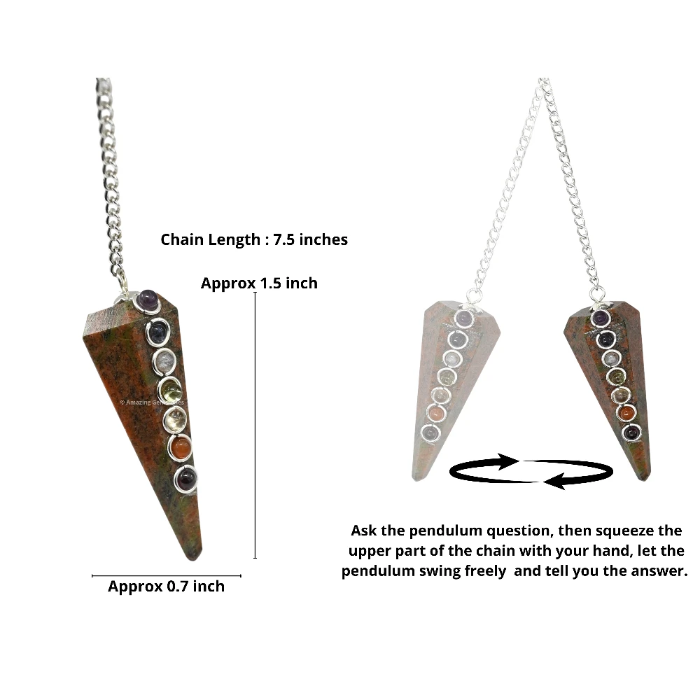 Unakite Chakra Crystal Pendulum