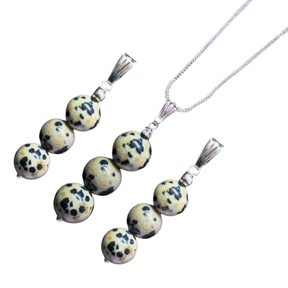 Dalmatian Jasper Bead Pendant (Silver)